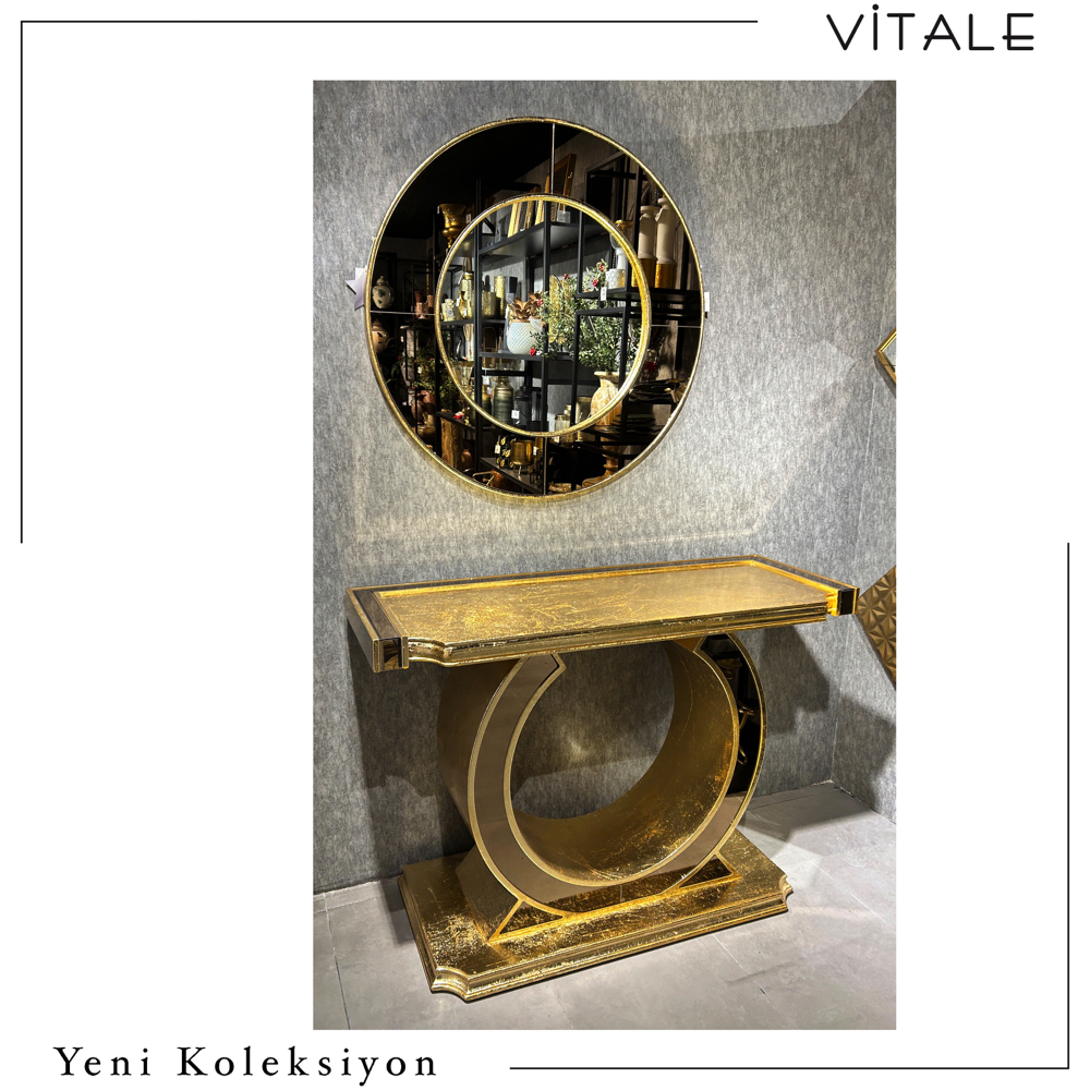 GOLD YUVARLAK AHŞAP DRESUAR TAKIMI  AK.WLT0450